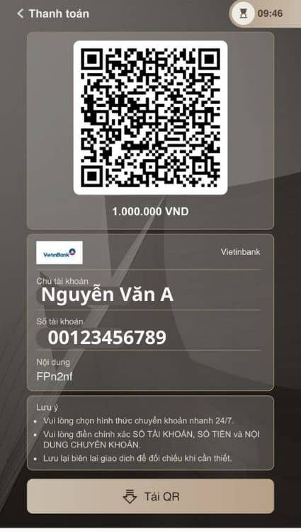 Quét mã QR hoặc nhập thông tin tài khoản ngân hàng