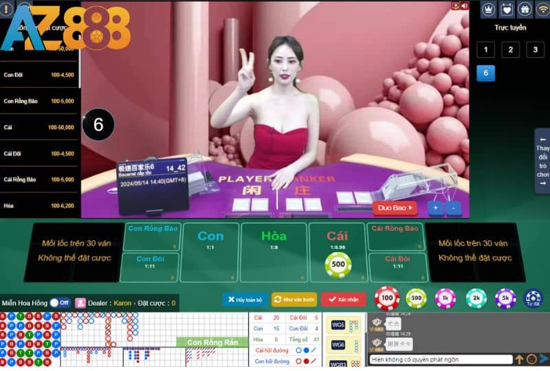 Dealer chia bài và tính điểm cho hai cửa