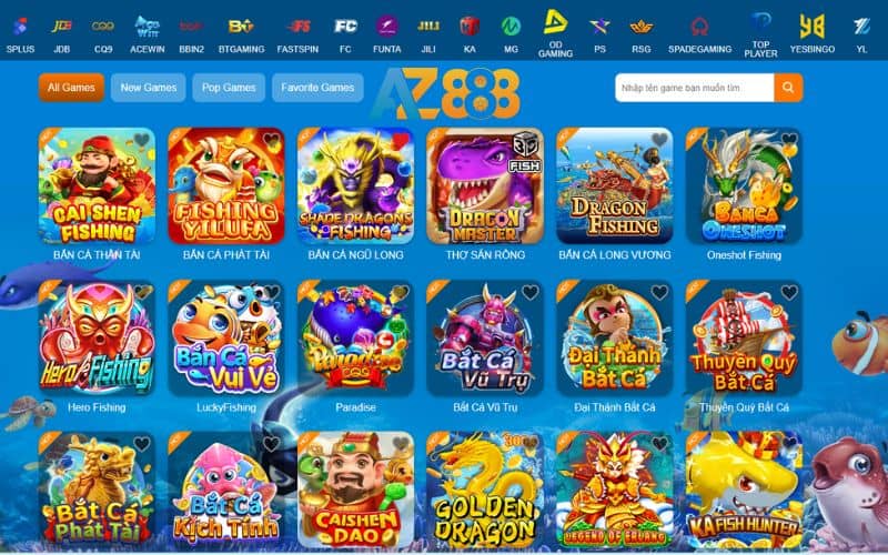 Các sảnh game bắn cá hiện có tại AZ888