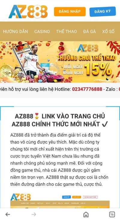 Truy cập vào trang web chính thức của AZ888